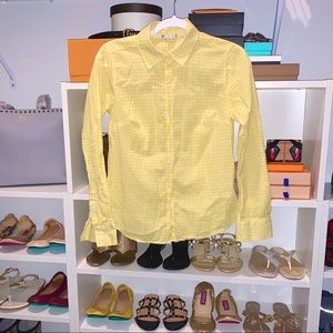 Pastel Yellow Gingham Button-Down Shirt Sz S Top